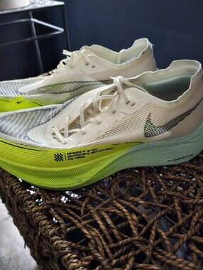 Nike White and Neon Green Racing Flats Mens 11